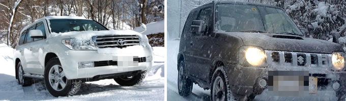 雪道でのSUV車